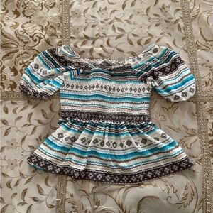 Boho Top - Blue and Brown